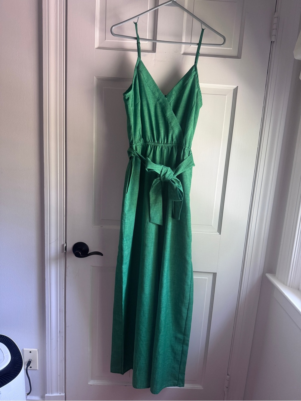 Flying Tomato Emerald Green Wide Leg Jumpsuit Size Small Tie Waist Pockets
